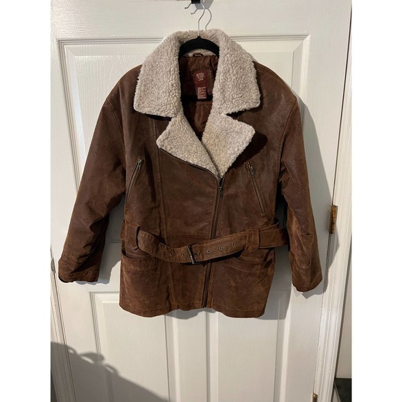 NORTHERN STYLE Women's 100% Genuine Leather Bomber Style Coat Size Large W/Belt‎ - Picture 6 of 11